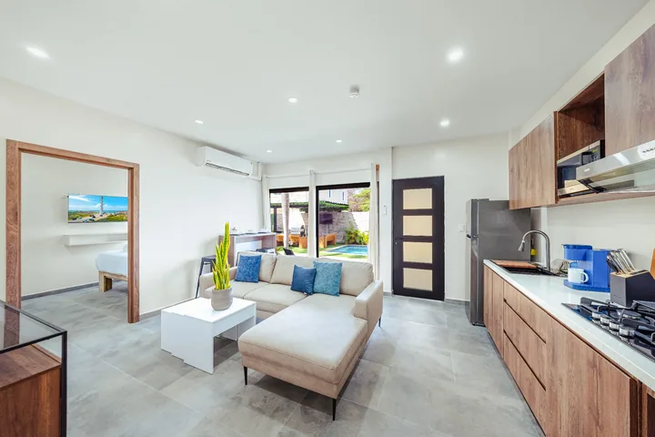 Bright white modern two bedroom suite interior
